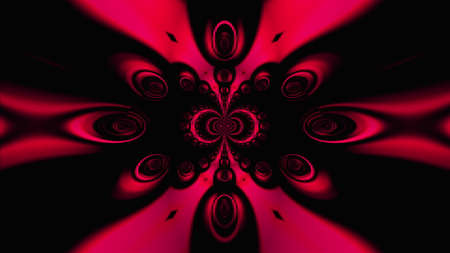 Oval 3D render figures with varying dimensions and whirlpool of spiral connections. Digital futuristic gradient of symmetrical rotating ornaments with decorative shapes.の写真素材