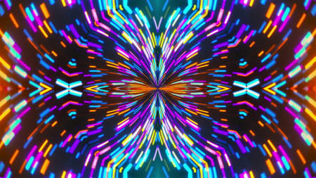 Geometric 3d render digital swirl concentric tracery. Opening round portal another dimension with...