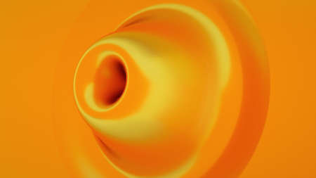 Abstract gold shape with impulse circular waves, computer generated. 3d rendering of fractal...