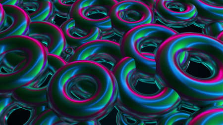 Stuck together 3d render circles in decorative building ornament in endless mosaic repetition....