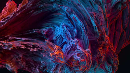 Flowing geometric 3d render fluid flows with futuristic tracery and dynamic ripples. Digital cascade...
