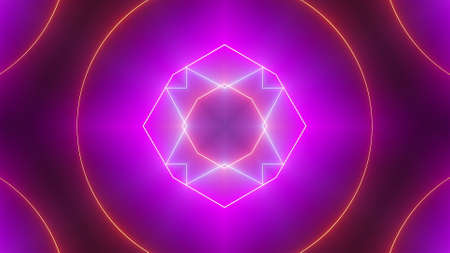 Abstract neon kaleidoscope background, 3d rendering computer generated background