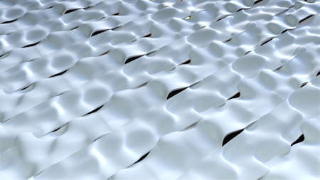 Futuristic curved 3d render carbon steel textures. Wide deformed lines with straight creases and curvature. Unrolled old rolls of crumpled abstract rubber with distorted mechanical traceryの写真素材