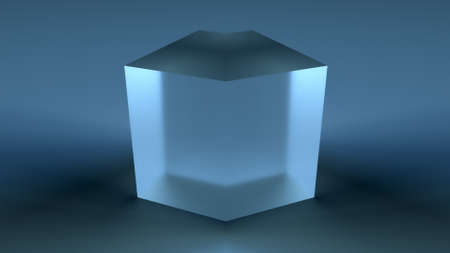 Geometric crystal with 3d render of matte surface. Futuristic square minimalism with clean sides and...