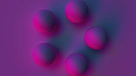 Bright ball with colorful 3d render gradient floating on surface. Creative minimalism with simple geometrically round shape. Futuristic planet in abstract spaceの写真素材