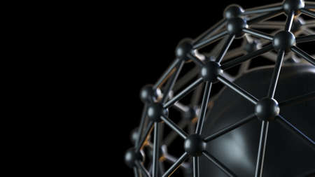 Molecular 3d render of structure of nucleus. Network of both protons and neutrons circling around...