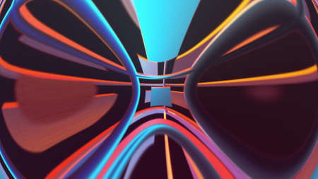 Blurry futuristic 3d render textures with changing shapes. Cosmic digital gradient of sound and...