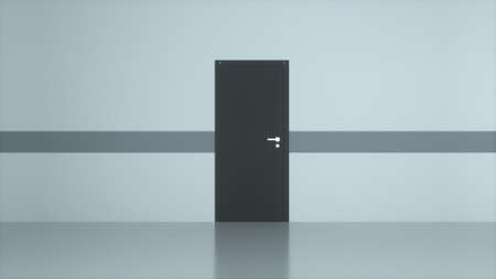 Empty corridor with open 3d render exit. Concept of adjusting life situation and career luck....