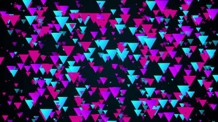 Flying and attracting digital 3d render of pyramids with different sizes. Futuristic panorama of...