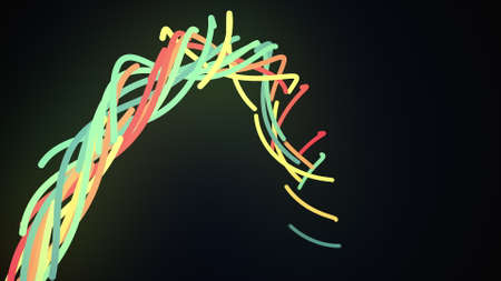 Twisting weave 3d rendering of lines in minimalist design. Abstract digital textures tangled and...