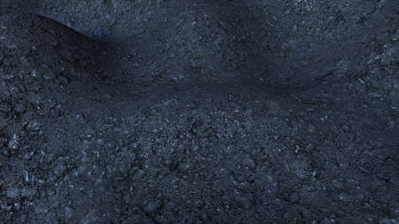 Realistic coverage 3d render of streets and highways with convex curvatures and irregularities in ground. Poor quality old road with patches of new mortar and holes dangerous for cars.の写真素材