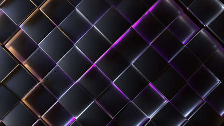 Black blocks with lights. Computer generated 3d renderの写真素材