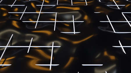 Black wave with white grid. Computer generated 3d render