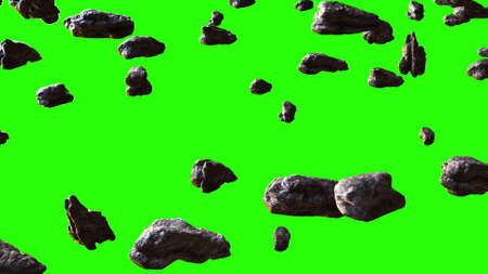 Asteroids with green screen. Computer generated 3d render