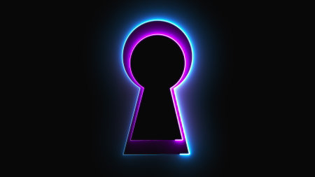 Neon keyhole. Computer generated 3d renderの写真素材