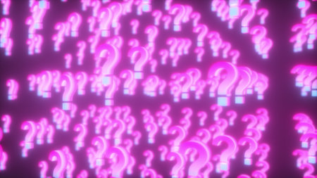 Neon questions marks. Computer generated 3d render