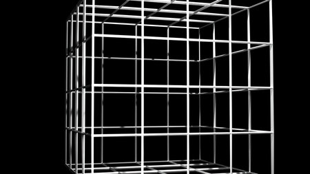 wireframe cube. Computer generated 3d renderの写真素材