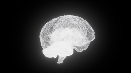 Glowing white brain. Computer generated 3d render