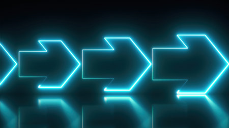 Outline neon arrows. Computer generated 3d render