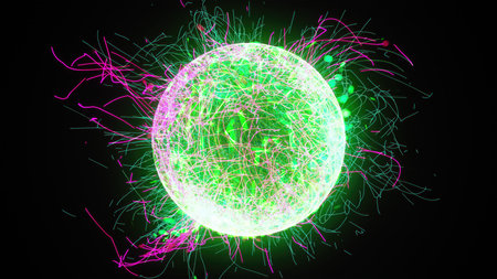Abstract Sphere made of lines. Computer generated 3d renderの写真素材