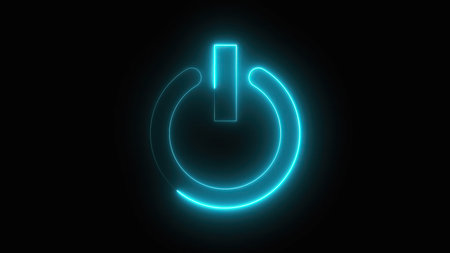 Neon power button icon. Computer generated 3d render