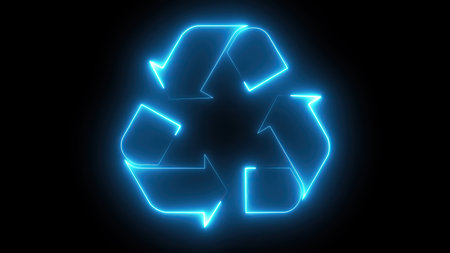 Neon recycling icon. Computer generated 3d renderの写真素材