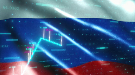stock market chart with flag. Computer generated 3d renderの写真素材