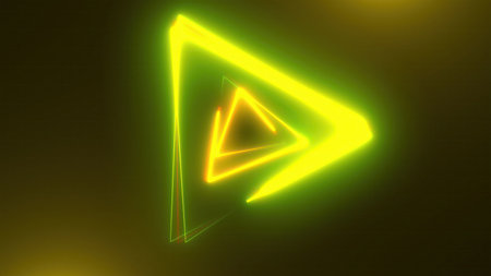 Triangles Neon Tunnel. Computer generated 3d renderの写真素材