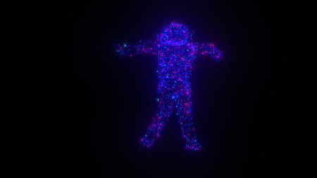 Particle man dancing. Computer generated 3d renderの写真素材