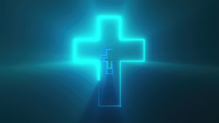 Fast neon crosses. Computer generated 3d renderの写真素材