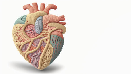 Pastel coral anatomical heart, world heart day, health wellness insurance conceptの素材