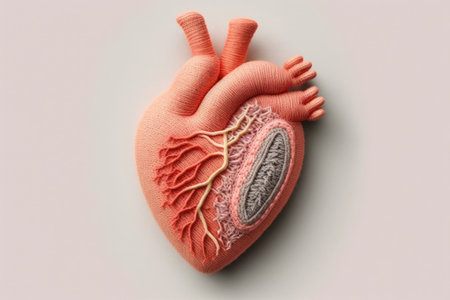 Pastel coral anatomical heart, world heart day, health wellness insurance concept, , Generative AIの素材