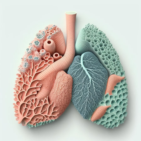 Pastel anatomy lung, world tuberculosis day, lung cancer concept, created with Generative AIの素材