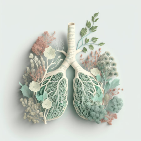 Pastel flora anatomy lung, world tuberculosis day, quit smoking concept, created with Generative AIの素材