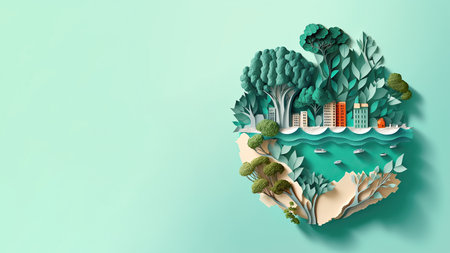 Planet world ecosystems, world environment day, Earth day, sustainable living concept, Generate Aiの素材