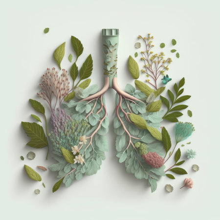 Pastel flora anatomy lung, world tuberculosis day, quit smoking concept, created with Generative AIの素材