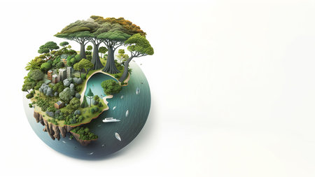 Planet world ecosystems, world environment day, Earth day, sustainable living concept, Generate Aiの素材