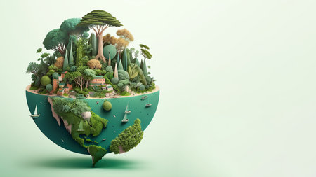 Planet world ecosystems, world environment day, Earth day, sustainable living concept, Generate Aiの素材