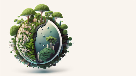 Planet world ecosystems, world environment day, Earth day, sustainable living concept, Generate Aiの素材
