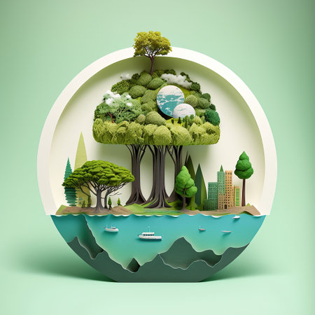 Planet world ecosystems, world environment day, Earth day, sustainable living concept, Generate Aiの素材