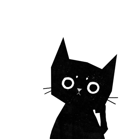 cute black cat thinksの写真素材