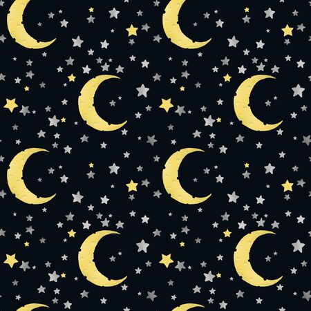 cheese moon and stars, seamless pattern for paper design, illustrationの写真素材