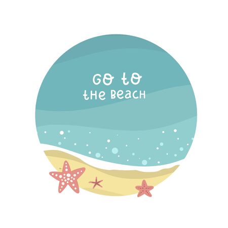 welcome to the beach, sea and sand, lettering hand drawing calligraphy, vector illustrationのイラスト素材