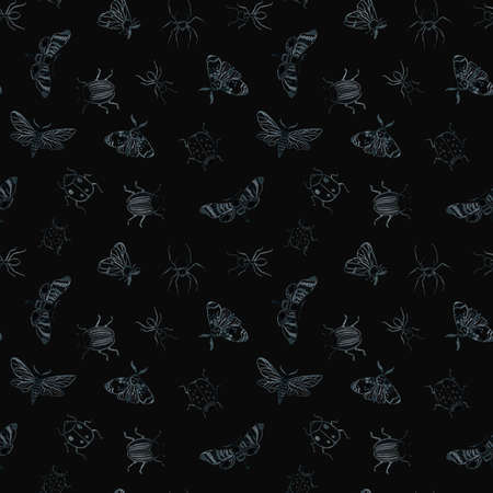 blue night butterfly, indigo butterfly seamless pattern, wild insects, watercolor vintage illustration, hand drawingの写真素材