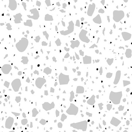 Terrazzo flooring vector seamless pattern. The texture of the classic Italian type of floor in the Venetian style. black white monochromeのイラスト素材