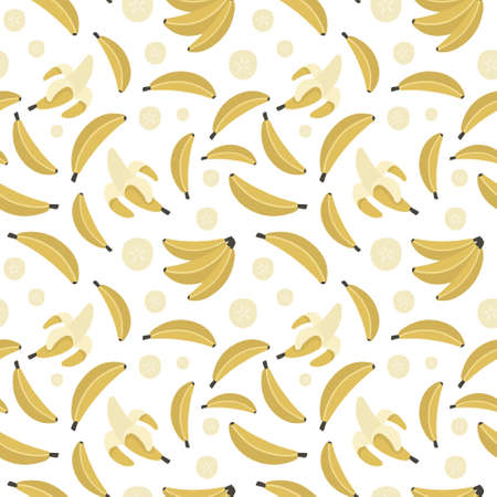 different yellow bananas seamless pattern, vector illustration hand drawingのイラスト素材