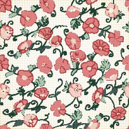 Red Poppy Halftone-Circle Textured Backgroundのイラスト素材