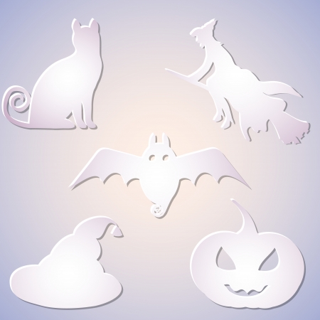 Vector Shadowed Paper Symbol Set for Halloweenのイラスト素材