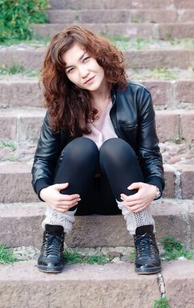 Beautiful young woman, vertical imageの写真素材