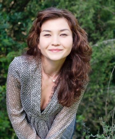 Happy beautiful woman, outdoor imageの写真素材